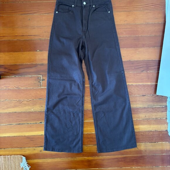 NWT Minimalist Cotton Blend Wide Leg Brown Pants HM SIZE 8 - Picture 1 of 5